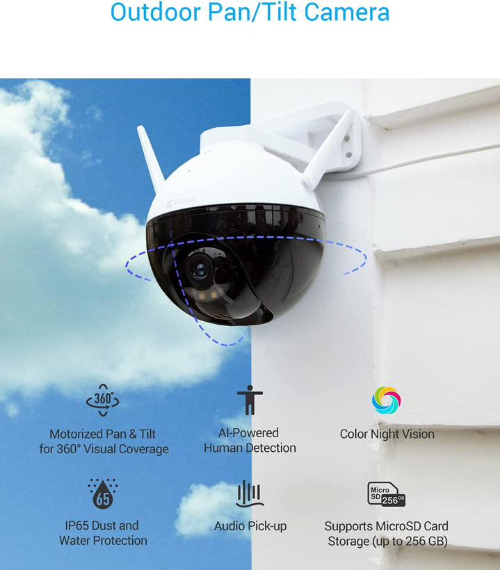 دوربین مداربسته WiFi 1080p با پوشش بصری 360 درجه EZVIZ C8C(نحوه نصب و کارکردن با آن بسیار آسان می باشد،تنها آن را به یک پریز برق می زنید،فیلم آموزشی نیز برای شما ارسال می شود و کارشناسان فروش تا زمان راه اندازی کامل با شما همراه خواهند بود)