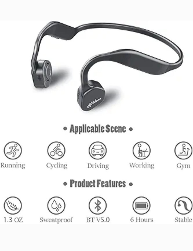 هدفون هدایت استخوان بلوتوث V5.0-هدست بی سیم Vidonn F1 Sports Headset Wireless W/Mic