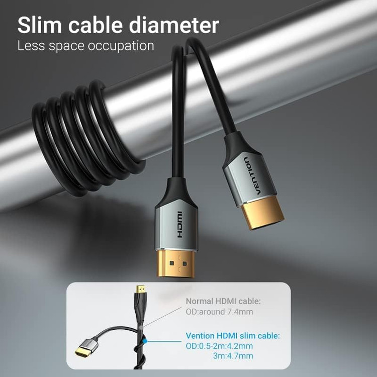 کابل HDMI تهویه 4K، کابل HDMI 2.0 نر به مرد فوقالعاده پرسرعت 18 گیگابیت بر ثانیه 4K@60 هرتز سه بعدی، بازگشت ویدئو UHD 3860p، HD 1080p، اترنت سازگار برای Apple TV، Xbox(مانیوتورهای اپل) (فوق العاده نازک، 2 متری)