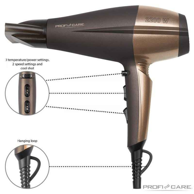 سشوار حرفه ای 2200 وات پرافی کر مدل PC-HT 3010 BROWN BRONZE