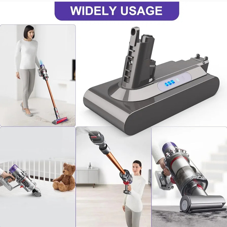 باطری جارو شارژی دایسون انگلستان 6000mA سری v10 همراه با یک عدد فیلتر جاروبرند Flylinktech