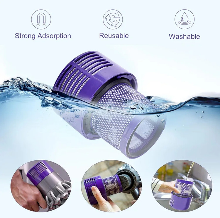 باطری جارو شارژی دایسون انگلستان 6000mA سری v10 همراه با یک عدد فیلتر جاروبرند Flylinktech