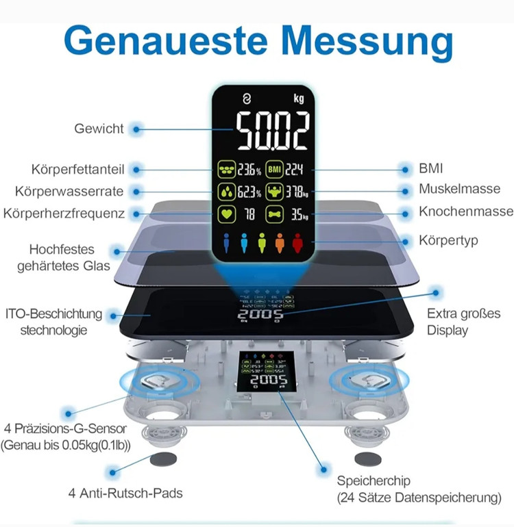 ترازوی دیجیتال هوشمند LEPULSE مدل LESCALE F4 Pro