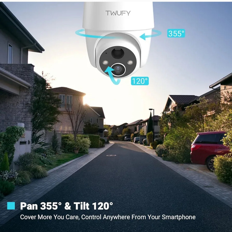 دوربین مدار بسته وای فای خورشیدی شارژی 360 درجه TWUFY با کیفیت 2k