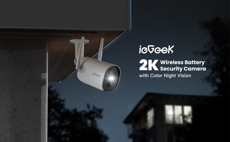 دوربین مدار بسته تحت شبکه ، شارژی ضد آب IEGEEK ZS-GX2S با کیفیت تصویر 2k