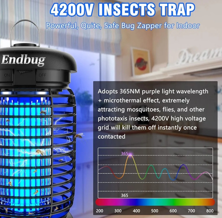 حشره کش برقی 15 وات 360 دارای چراغ ال ای دی در قسمت تحتانی دستگاهBUG ZAPPER مدل KN02