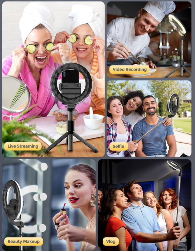 رینگ لایت سلفی قابل شارژ mpow همراه پایه مدل pa213b