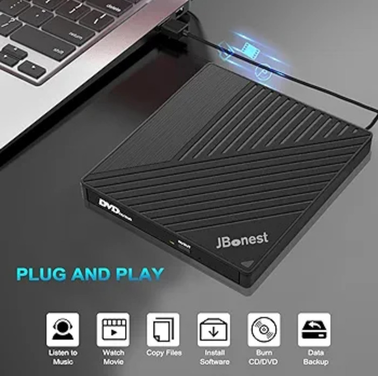 درایو DVD اکسترنال usb3 برند JBONEST همراه با دو پورت usb یک پورت type A , و مموری ریدر