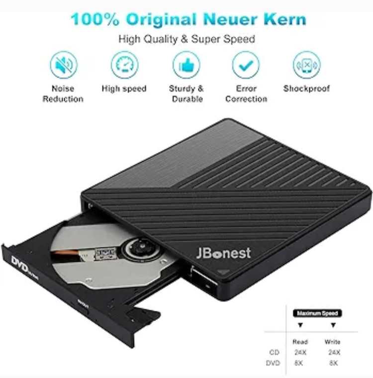 درایو DVD اکسترنال usb3 برند JBONEST همراه با دو پورت usb یک پورت type A , و مموری ریدر