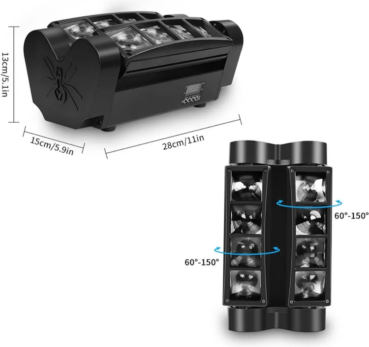 رقص نور DMX512 حساس به صدا برند U'KING SPIDER همراه با کابل صوتی ۱۰متری