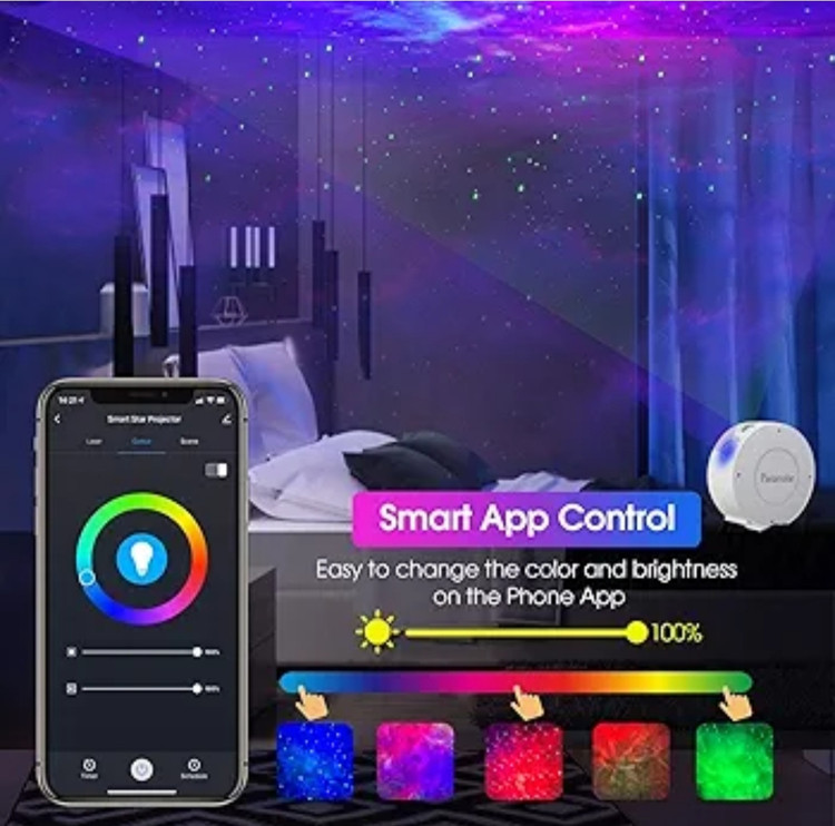 چراغ خواب کهکشانی با قابلیت تنظیم درجه نور،قابلیت اتصال به Alexa با کنترل نور با موبایل برند PANAMALAR