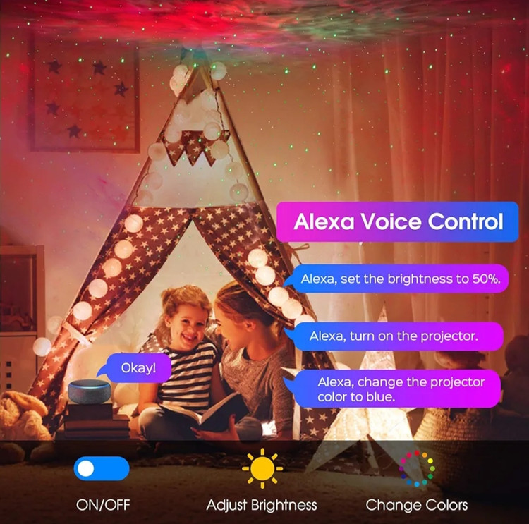 چراغ خواب کهکشانی با قابلیت تنظیم درجه نور،قابلیت اتصال به Alexa با کنترل نور با موبایل برند PANAMALAR