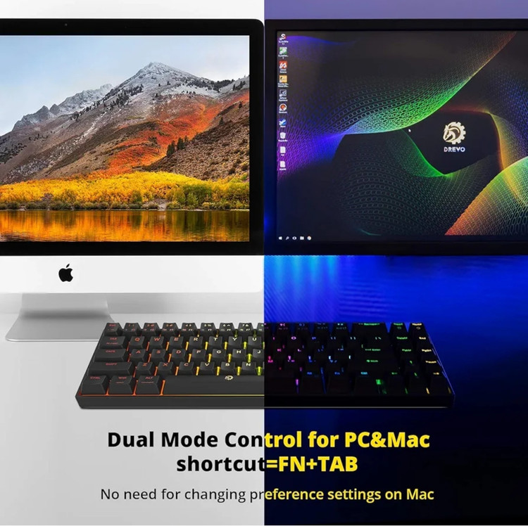 کیبورد گیمینگ RGB دارای ۸۴ کلید برند DREVO مدل GRAMR V2 TE