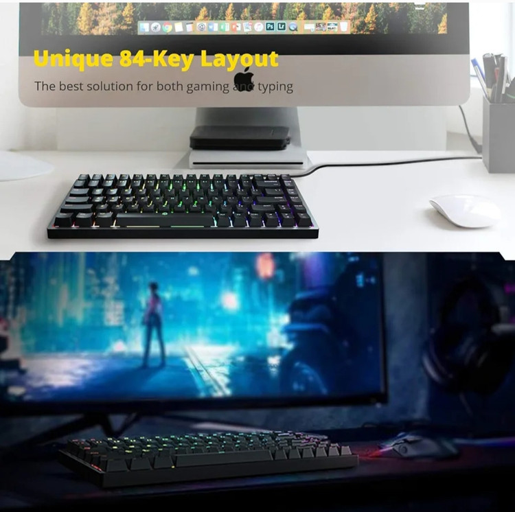 کیبورد گیمینگ RGB دارای ۸۴ کلید برند DREVO مدل GRAMR V2 TE