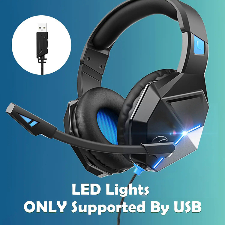 هدست مخصوص بازی امپو مدل EG10,اتصال با سیم AUX، دارای یک سر usb برای روشن شدن LED گوشی ها