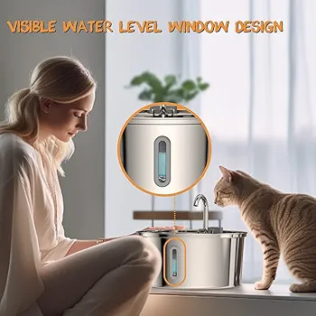آبخوری اتوماتیک3.2 لیتری گربه و سگ استیل ضد زنگ، با پمپ هوشمند برند Tomxcute