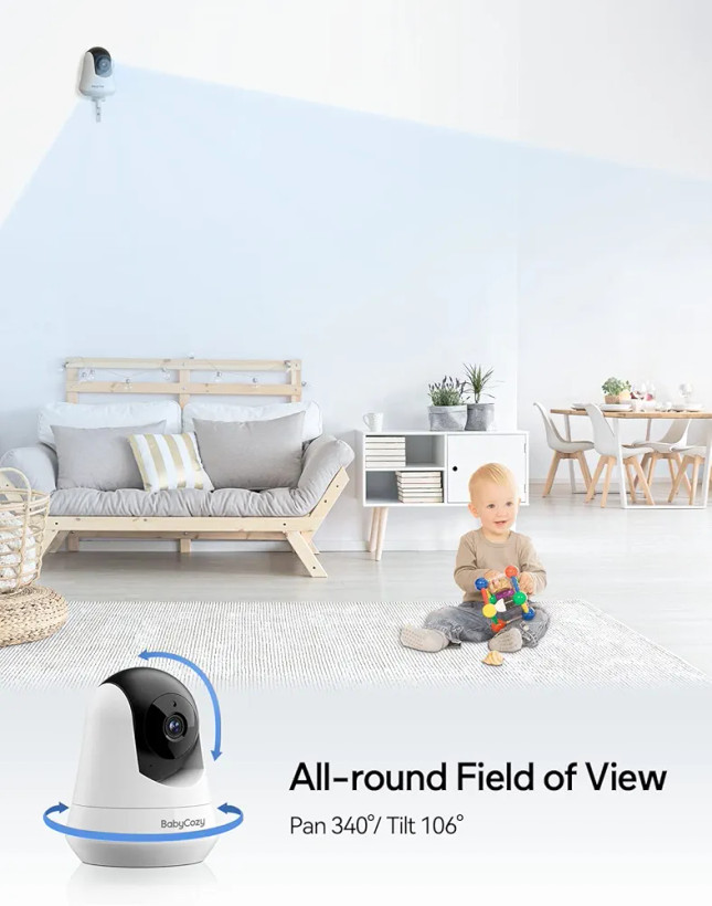 دوربین کنترل کودک با کیفیت HD(720p) برند Babycozy دارای مانیتور مخصوص و توانایی بزرگ نمایی تصویر