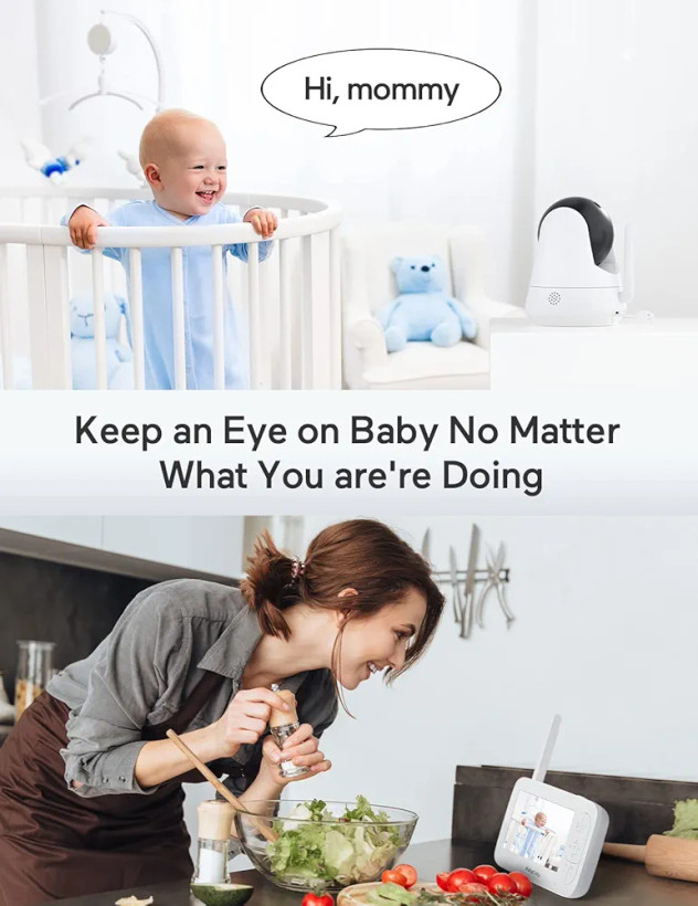 دوربین کنترل کودک با کیفیت HD(720p) برند Babycozy دارای مانیتور مخصوص و توانایی بزرگ نمایی تصویر