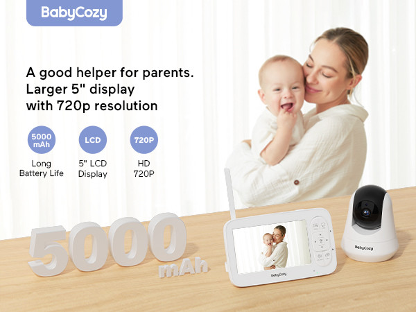 دوربین کنترل کودک با کیفیت HD(720p) برند Babycozy دارای مانیتور مخصوص و توانایی بزرگ نمایی تصویر