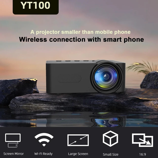 مینی پروژکتور برند Rotundity با کیفیت HD با قابلیت اتصال به موبایل با سیستم عامل آندروید و آیو اس،USB، ساپورت فیلم های فول اچ دی