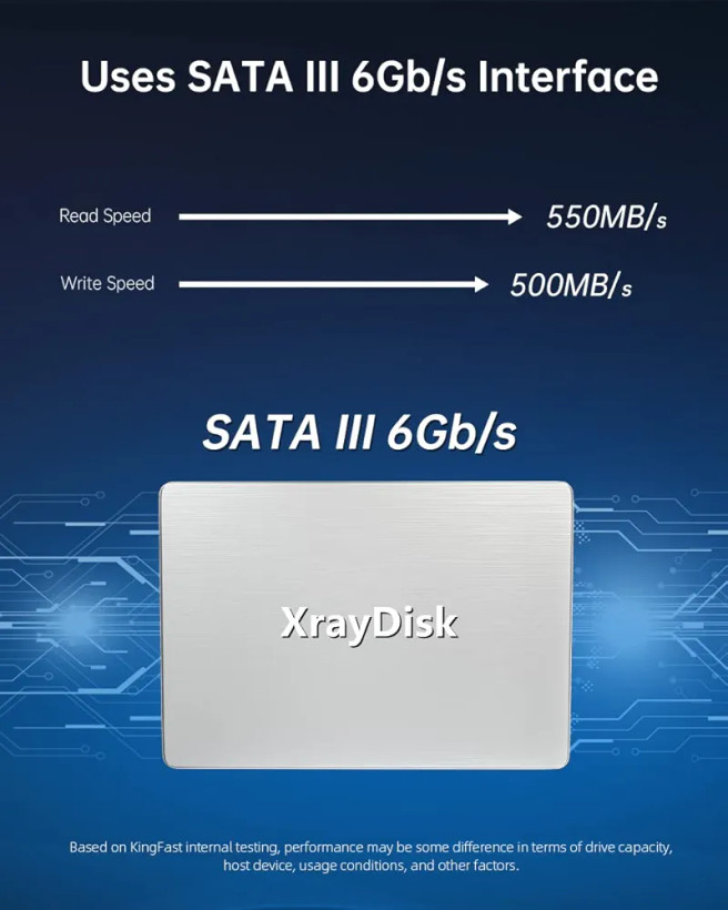 هارد SSD اینترنال 1 ترا بایت SATA3 با قدرت بالای read/write 500Mbs برند Xraydisk(بار آمازون)رنگ مشکی