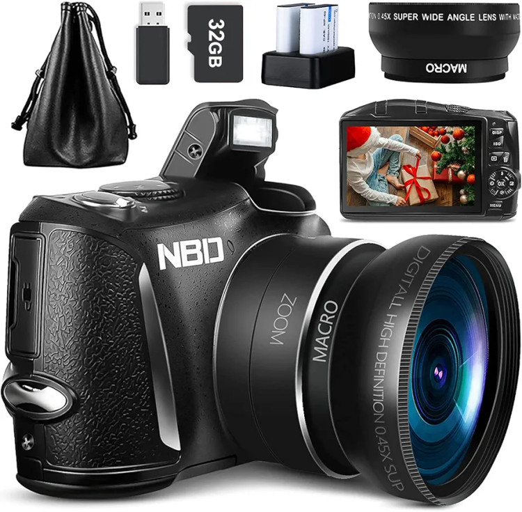 دوربین عکسبرداری و فیلمبرداری حرفه ای 4k با دقت تصویر 48MP با صفحه نمایش 3 اینچی برند NBD با قدرت زوم 16 برابر
