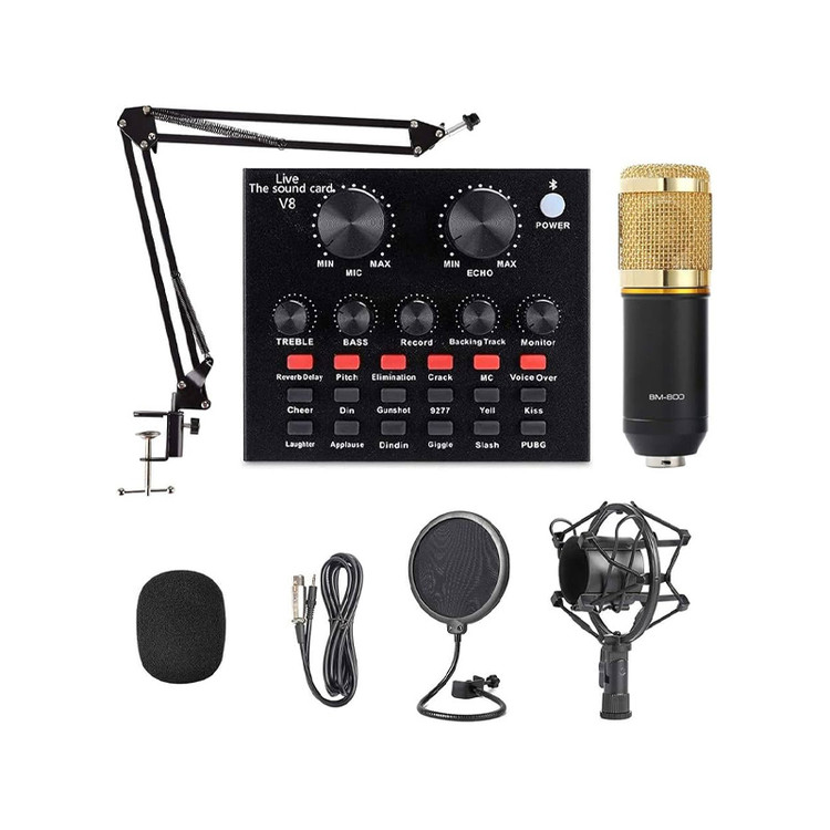 کیت میکروفن استودیویی BM800 همراه با کارت صدای v8(بار آمازون)
