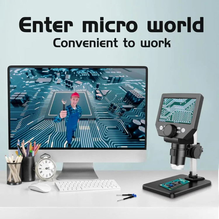 میکروسکوپ دیجیتال 10MP با کیفیت 1080p با بزرگنمایی 1000 برابر ودارای صفحه نمایش 5.5 اینچی با قابلیت ضبط تصاویر روی فلش مموری(بار آمازون)