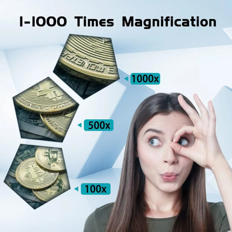 میکروسکوپ دیجیتال 10MP با کیفیت 1080p با بزرگنمایی 1000 برابر ودارای صفحه نمایش 5.5 اینچی با قابلیت ضبط تصاویر روی فلش مموری(بار آمازون)