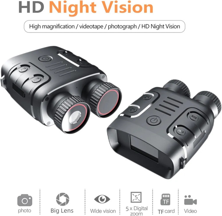 دوربین شکاری دوچشمی ( دید در شب ) NIGHT VISION زوم دیجیتال 10x پشتیبانی از کارت حافظه ( میکرو SD با قابلیت تصویر برداری و عکس برداری کیفیت 2k مدل R18(بار آمازون)برای دیدن فیلم تست دوربین لطفا در واتس اپ پیام بدید