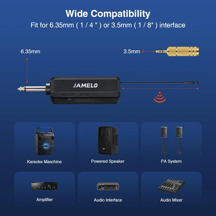 میکروفون بی سیم JAMELO، میکروفن آواز بی سیم دوگانه، میکروفون و گیرنده حرفه ای دستی، ست میکروفون کارائوکه برای دی جی، آواز،نوحه خوانی، کلیسا، کلاس، عروسی، سخنرانی، جلسه