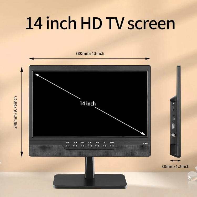 تلویزیون 14 اینچی شارژی ریموت دار فول اچ دی،گیرنده دیجیتال،دارای پورت usb,hdmi,Av, برند Zoshing( بار آمازون)