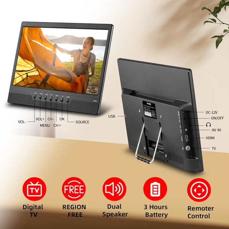 تلویزیون 14 اینچی شارژی ریموت دار فول اچ دی،گیرنده دیجیتال،دارای پورت usb,hdmi,Av, برند Zoshing( بار آمازون)