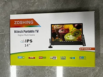 تلویزیون 14 اینچی شارژی ریموت دار فول اچ دی،گیرنده دیجیتال،دارای پورت usb,hdmi,Av, برند Zoshing( بار آمازون)