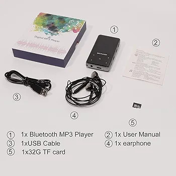 Mp3,mp4 پلیر گیره ای با صفحه نمایش 2.4 اینچی(بار آمازون)همره با یکرم 32 گیگ