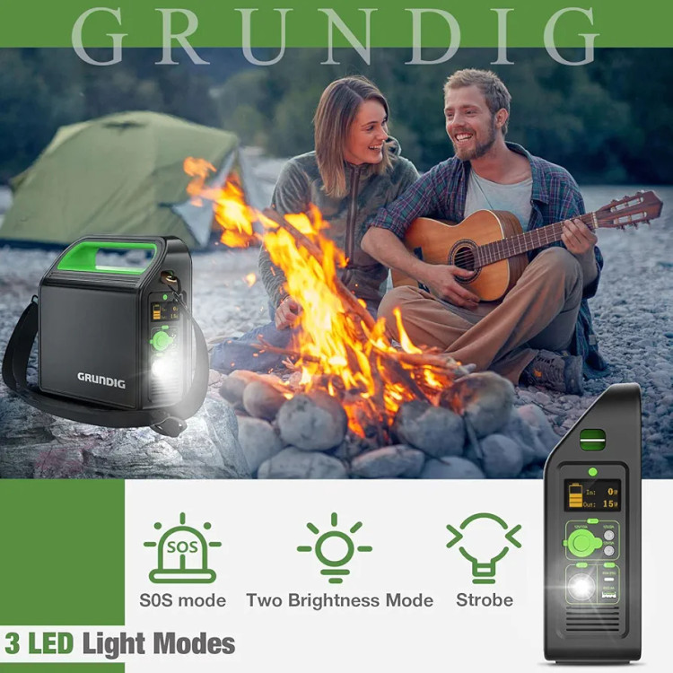 پاور ژنراتور قابل حمل قابل اتصال به پنل خورشیدی، 300 وات ،86400 میلی آمپر AC/DC/USB/60W PD Output اورجینال آلمانی برند GRUNDIG