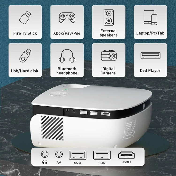 ویدیو پروژکتور برند WiMiUS مدل S25 ،قابل اتصال به موبایل،usb,HDMI