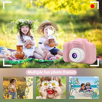 دوربین دیجیتال قابل شارژ کودکان و نوجوانان، اسباب بازی آموزشی با ویدئو 2 اینچی HD 1080P و کارت SD 32 گیگابایتی همراه با یک رم ۳۲گیگابایتی