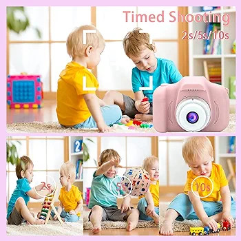 دوربین دیجیتال قابل شارژ کودکان و نوجوانان، اسباب بازی آموزشی با ویدئو 2 اینچی HD 1080P و کارت SD 32 گیگابایتی همراه با یک رم ۳۲گیگابایتی