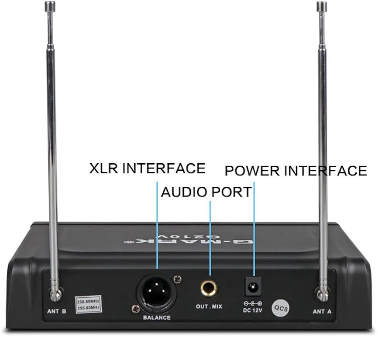 میکروفون وایرلس حرفه ای با دو میکروفون سیم بدون سیم VHF،برای آواز خوانی،روضه خوانی،عروسی ها و مراسمات با برد 200 فوت برند G-MARK مدل G210V