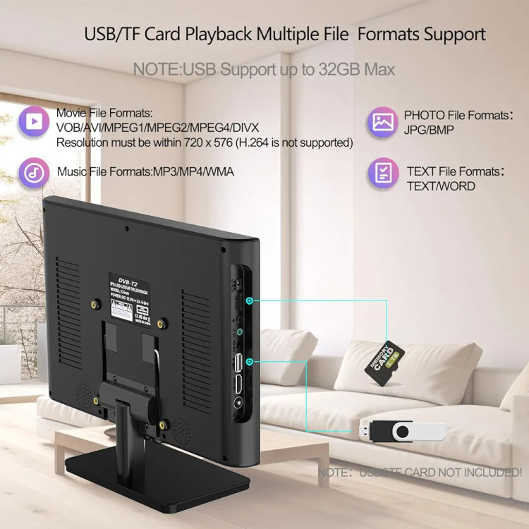 تلویزیون گیرنده دیجیتال شارژی فول اچ دی ۱۲ اینچی دارای پورت Hdmi و Usb ،دارای کنترل،ورودی هدفون و بلندگوبرند ZOSHING
