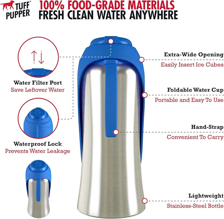 فلاسک آب استیل ضد زنگ مخصوص سگ و گربه ۸۰۰ میلی لیتری برند PupFlask