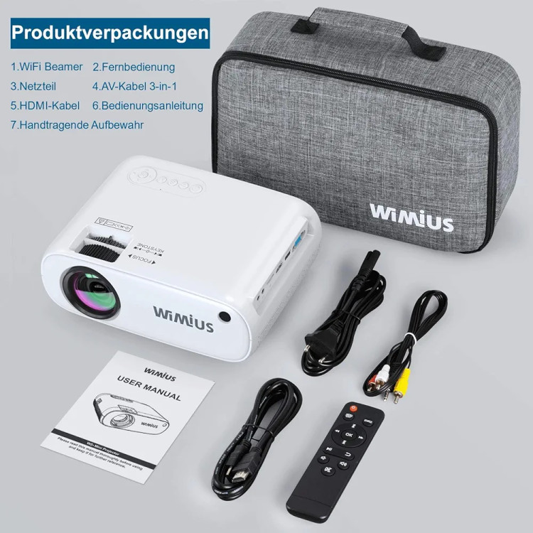 ویدیو پروژکتور برند WiMiUS مدل W2 با پخش فول اچ دی و قدرت نوری 6500 لومن
