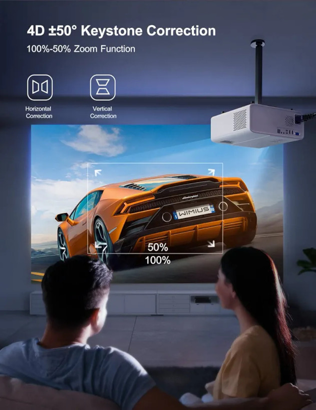 ویدیو پروژکتور با کیفیت تصویر FHD و ساپورت 4k برند WiMiUS W7