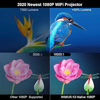 ویدیو پروژکتور 720 لومنی با کیفیت FHD و ساپورت 2k برند wimius مدل K3
