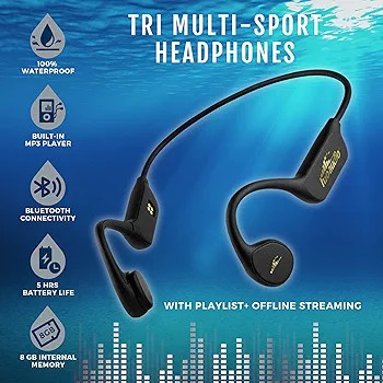 هدفون القایی استخوانی ضد آب با 8 گیگابایت حافظه داخلی برند H2O Audio مدل TRI PRO Multi-Sport