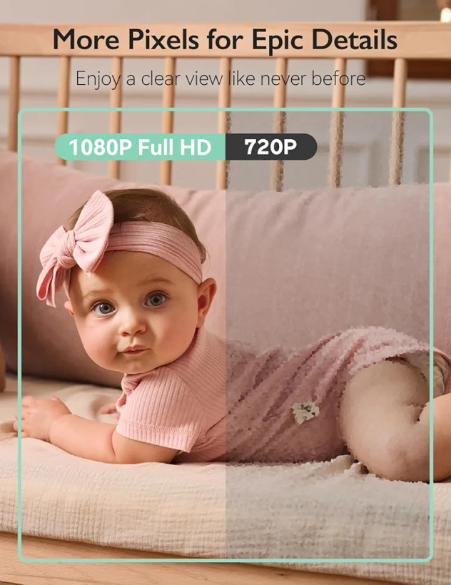 دوربین مراقبت نوزاد با دو دوربین 360 و یک مانیتور 5.5 اینچی با کیفیت تصویر فول اچ دی برند MOMCOZY مدل BM03