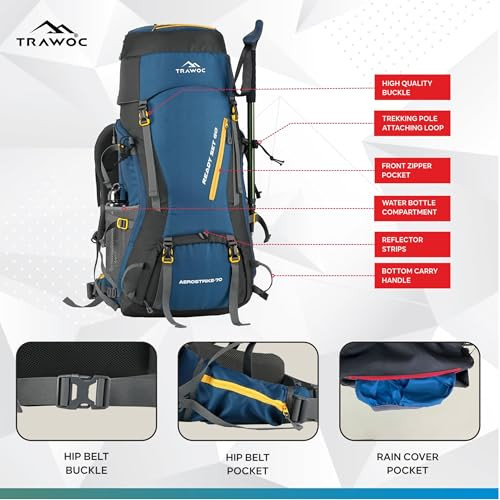 کوله پشتی مسافرتی TRAWOC AEROSTRIKE 70L برای کیف کوهنوردی کیف کوله پشتی
