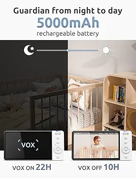 دوربین مراقبت کودک مانیتوردار با وای فای داخلی برند GHB مدل ABM700 با صفحه نمایش 5 اینچی کیفیت تصویر HD