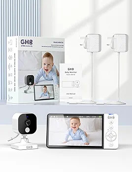 دوربین مراقبت کودک مانیتوردار با وای فای داخلی برند GHB مدل ABM700 با صفحه نمایش 5 اینچی کیفیت تصویر HD